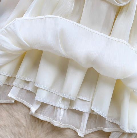 Off-shoulder Ruffled Flowing Chiffon Top