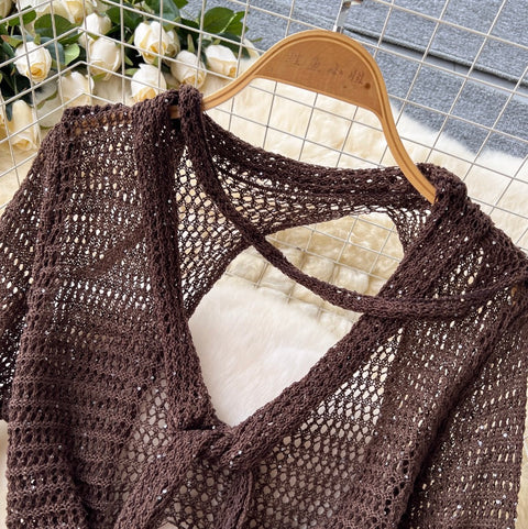 Niche Sequined Hollowed Knit Dress