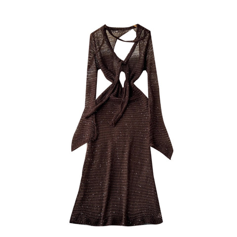 Niche Sequined Hollowed Knit Dress