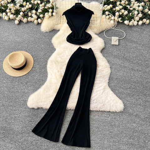 Simple Design Vest & Trousers 2Pcs