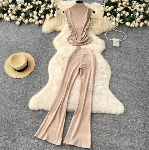 Simple Design Vest & Trousers 2Pcs