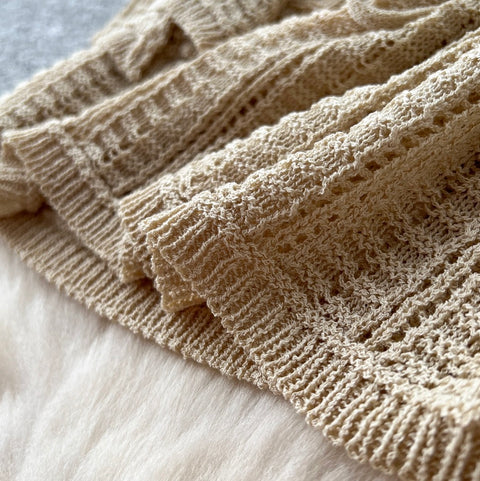 U-neck Knitwear & Trousers Hollowed 2Pcs