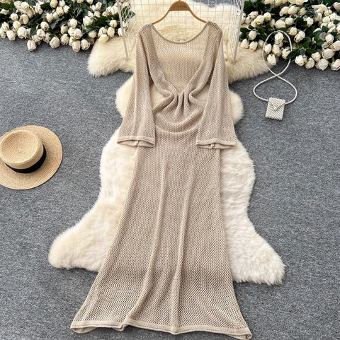 Niche Low-cut Hollowed Knit Dress