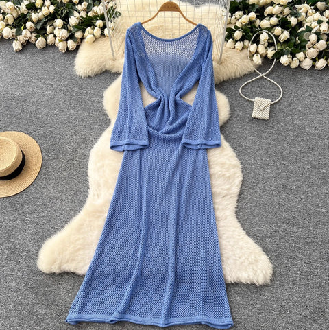 Niche Low-cut Hollowed Knit Dress