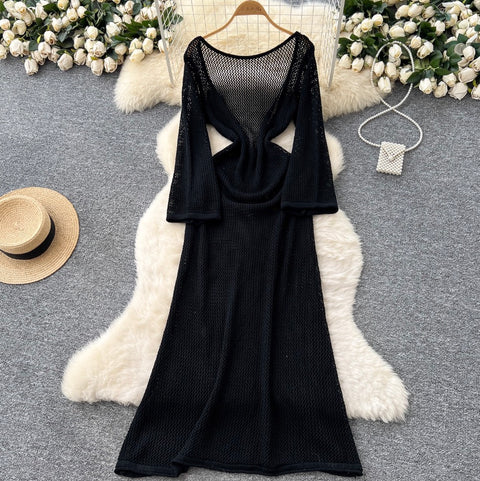 Niche Low-cut Hollowed Knit Dress