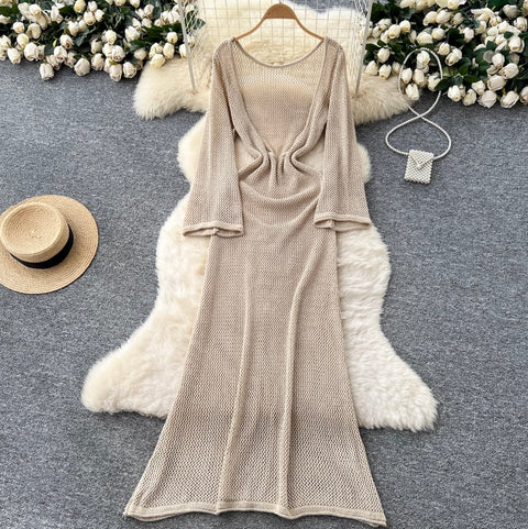 Niche Low-cut Hollowed Knit Dress