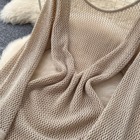 Niche Low-cut Hollowed Knit Dress