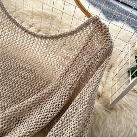 Niche Low-cut Hollowed Knit Dress