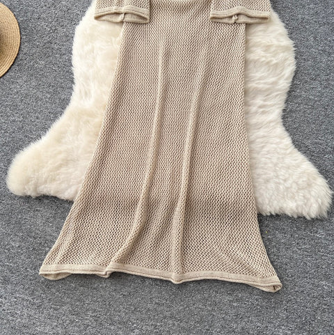 Niche Low-cut Hollowed Knit Dress