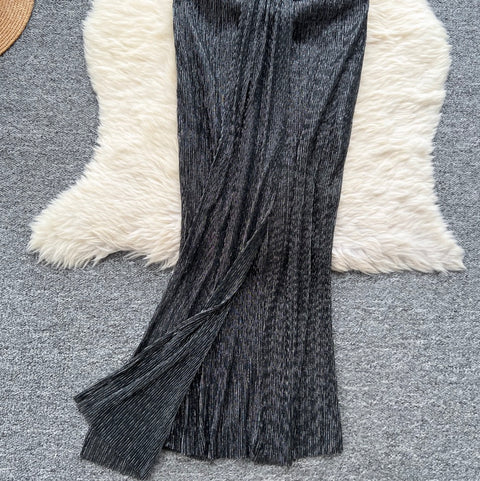 Irregular Design V-neck Glossy Dress