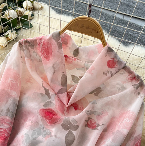 Floral Chiffon Top & Trousers 2Pcs