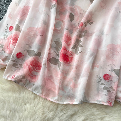 Floral Chiffon Top & Trousers 2Pcs