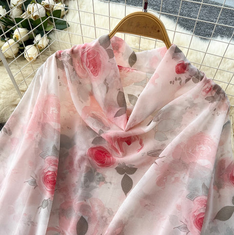 Floral Chiffon Top & Trousers 2Pcs