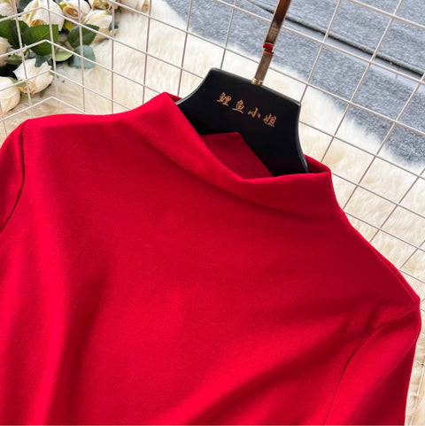 Stand Collar T-shirt & Trousers 2Pcs