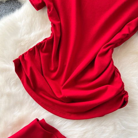 Stand Collar T-shirt & Trousers 2Pcs