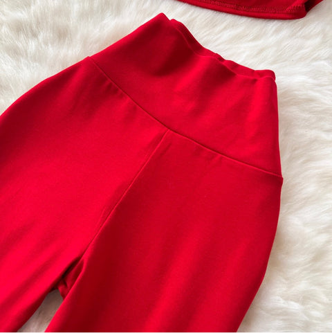 Stand Collar T-shirt & Trousers 2Pcs