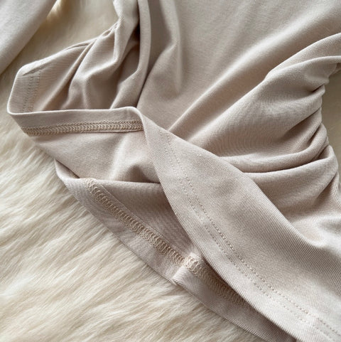 Slant Neckline Top & Satin Skirt 2Pcs