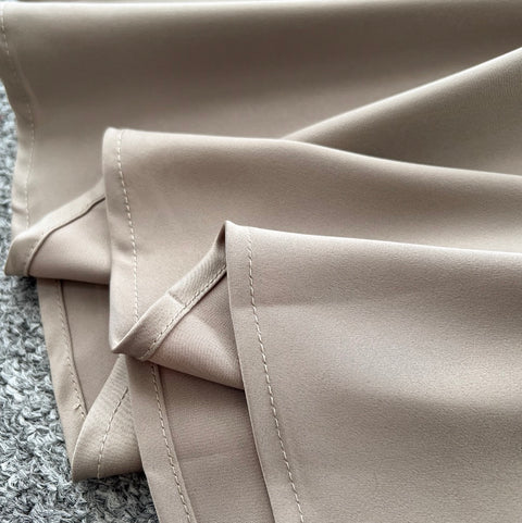 Slant Neckline Top & Satin Skirt 2Pcs