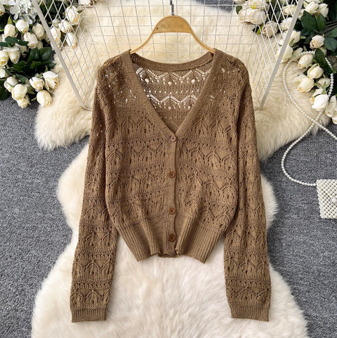 Crochet Cardigan & Vest & Trousers 3Pcs