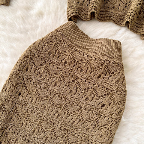 Crochet Cardigan & Vest & Trousers 3Pcs