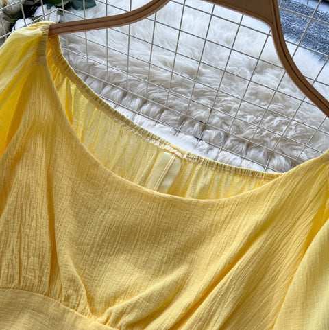 Midriff Baring Top & Skirt Yellow 2Pcs