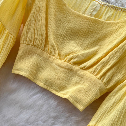 Midriff Baring Top & Skirt Yellow 2Pcs