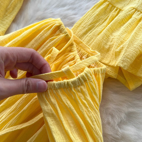 Midriff Baring Top & Skirt Yellow 2Pcs