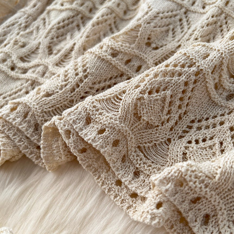 Crochet Knitwear & Half-body Skirt 2Pcs