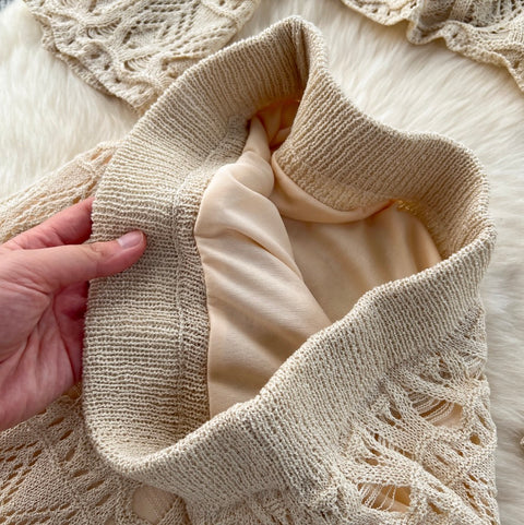 Crochet Knitwear & Half-body Skirt 2Pcs