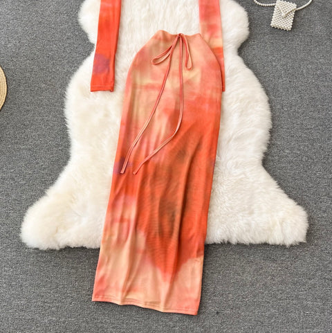 Tie-dye Print T-Shirt & Skirt 2Pcs