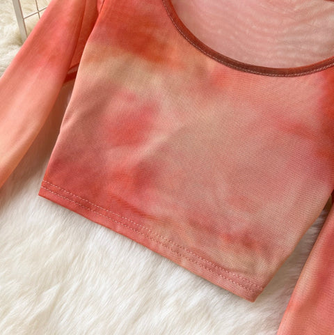 Tie-dye Print T-Shirt & Skirt 2Pcs