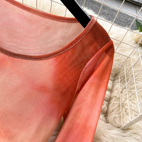 Tie-dye Print T-Shirt & Skirt 2Pcs