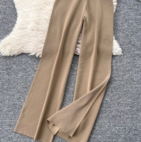 Sleeveless Knitwear & Wide-leg Trousers 2Pcs