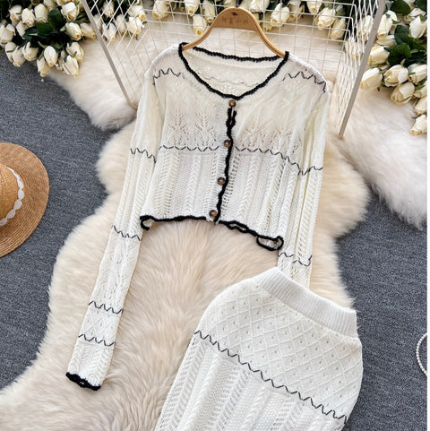 Wave Cardigan & Fishtail Skirt 2Pcs