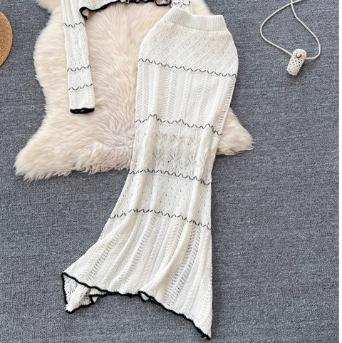 Wave Cardigan & Fishtail Skirt 2Pcs