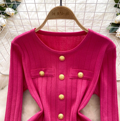 Slim-fit Cardigan & Trousers Knit 2Pcs
