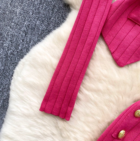 Slim-fit Cardigan & Trousers Knit 2Pcs