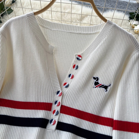 V-neck Cardigan & Trousers Knit 2Pcs