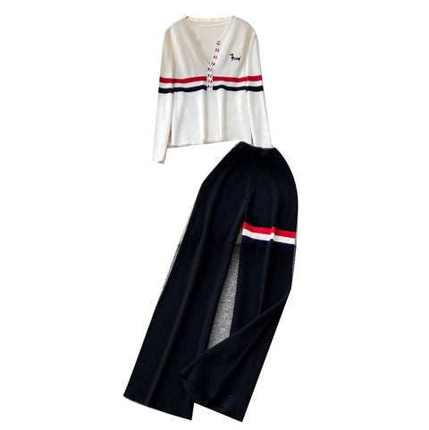 V-neck Cardigan & Trousers Knit 2Pcs