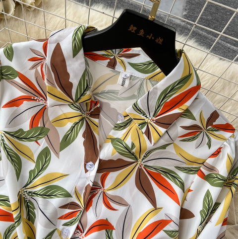 Printed Shirt & Flared Trousers 2Pcs