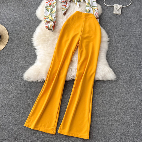 Printed Shirt & Flared Trousers 2Pcs