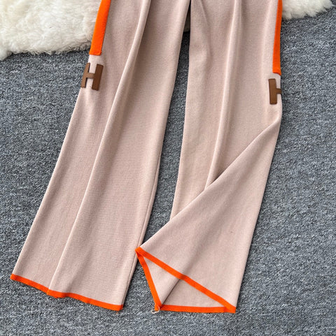 Embroidered Sweater & Trousers Knit 2Pcs