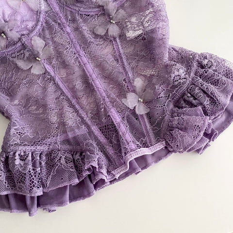 Rhinestone Studded Lace Fishbone Top