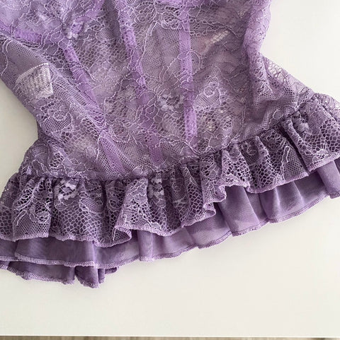 Rhinestone Studded Lace Fishbone Top