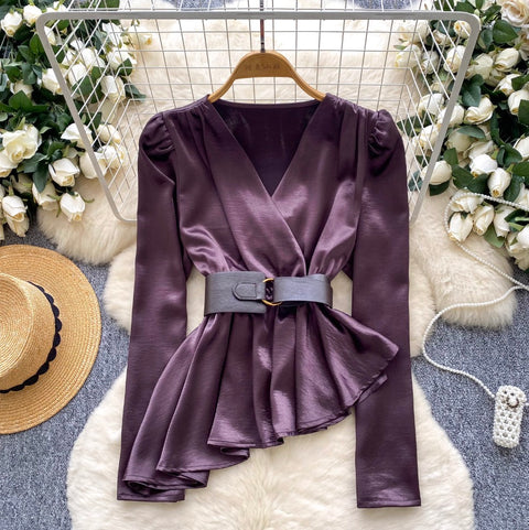 High-end Asymmetric Satin Shirt