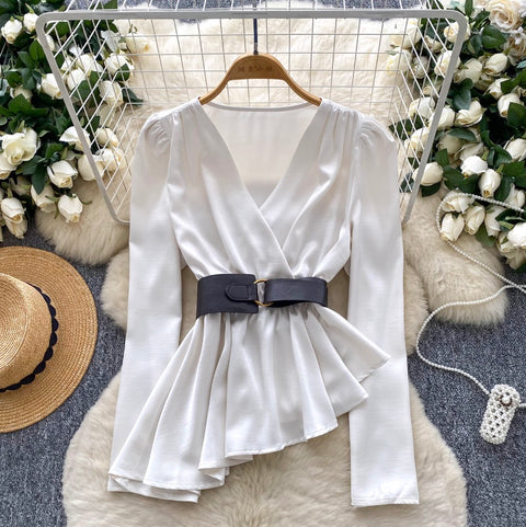 High-end Asymmetric Satin Shirt