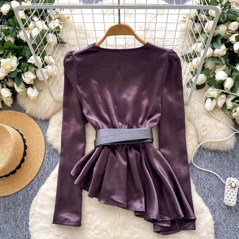 High-end Asymmetric Satin Shirt
