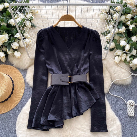 High-end Asymmetric Satin Shirt