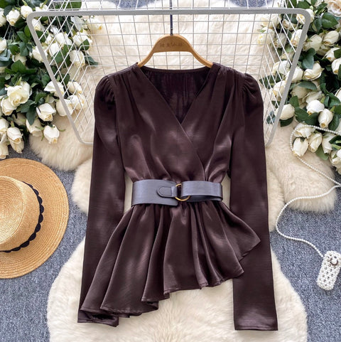 High-end Asymmetric Satin Shirt