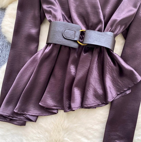 High-end Asymmetric Satin Shirt